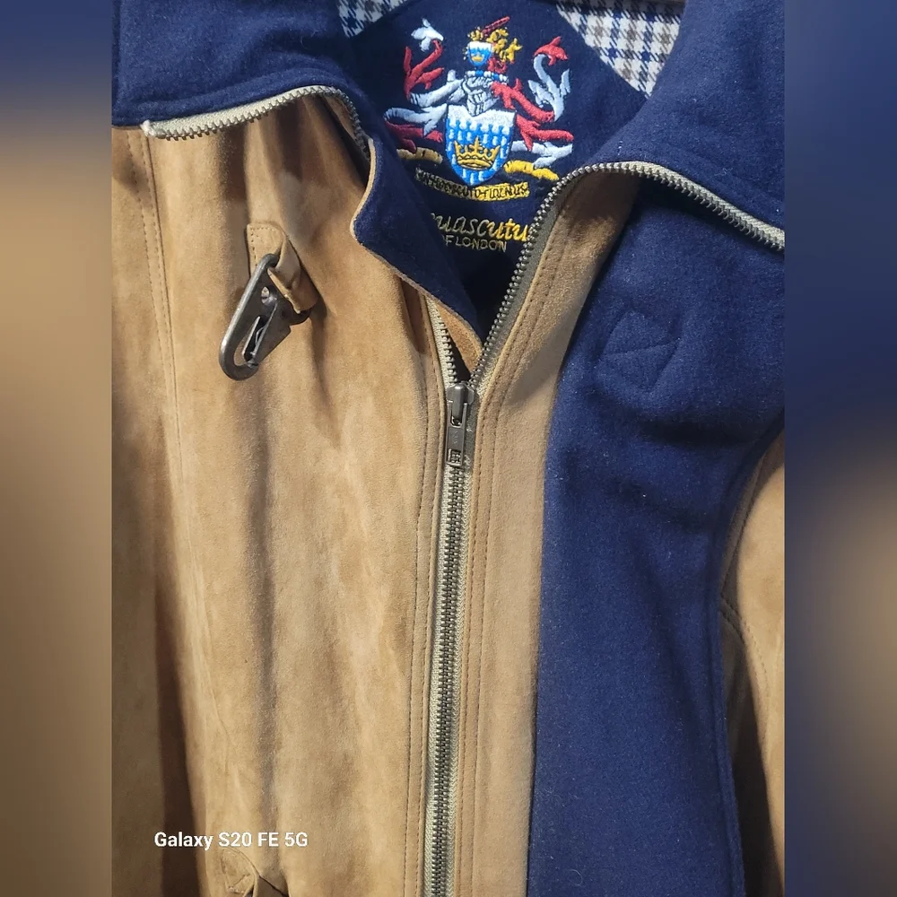 Men's Aquascutum Suede Leather Jacket Wool Lining - Picture 3 of 12